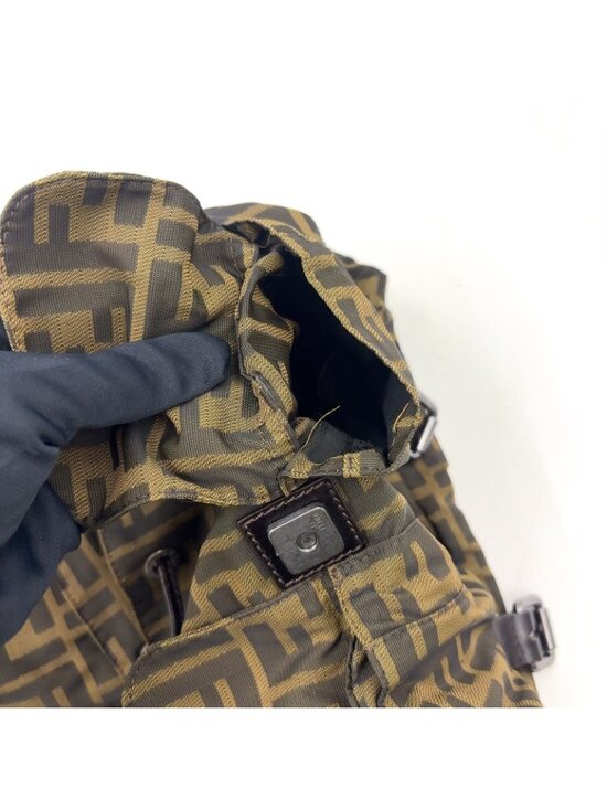 Fendi Zucca Leather Canvas Brown Backpack Silver